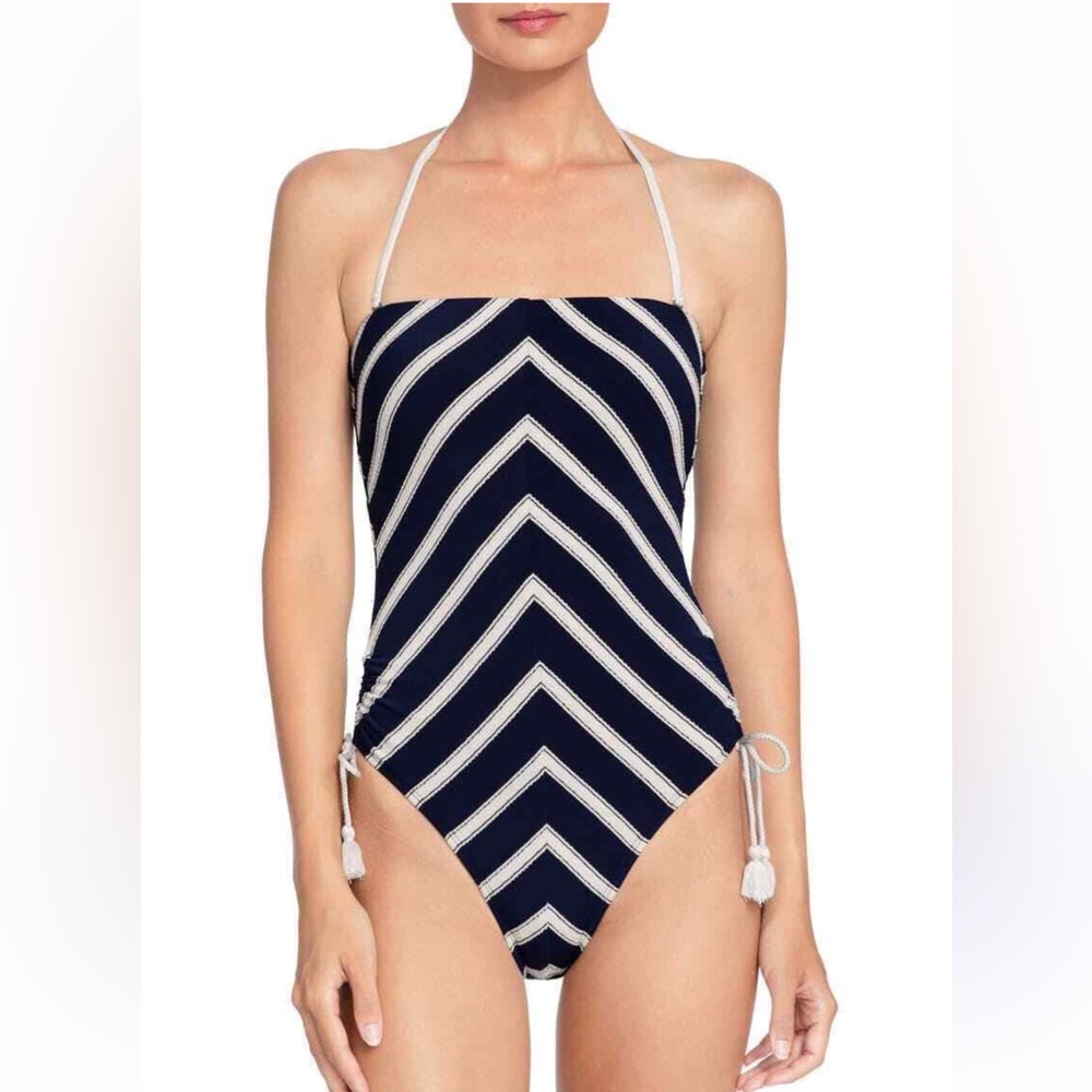 Robin Piccone Blue and White Chevron One Piece Swimsuit